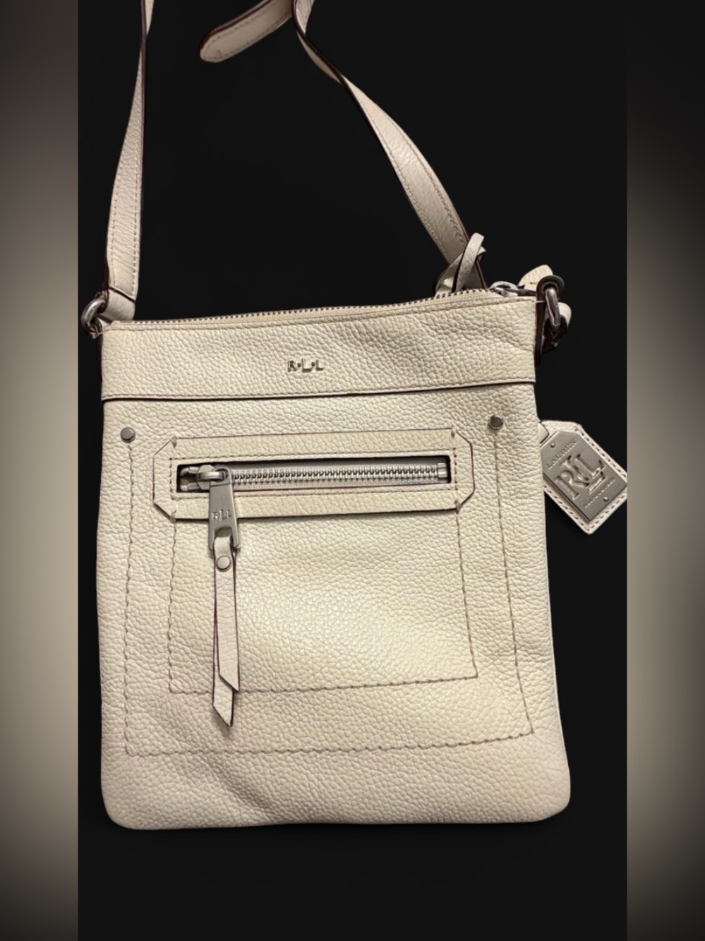 Ralph Lauren Cream Pebbled Leather Crossbody